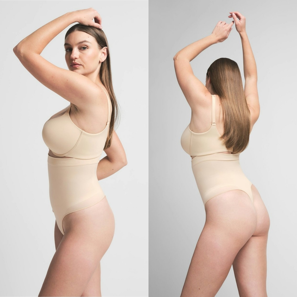 SKIMS | Seamless Sculpt High Waisted Thong - Sand - Picture 5 of 7